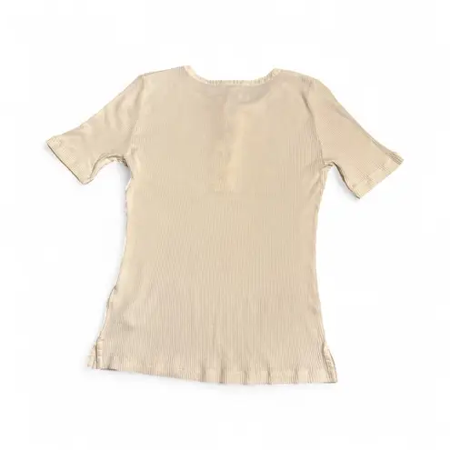 Madewell  women’s Ribbed Lace Up Short Sleeve Tee in Vintage ivory Size M NWT