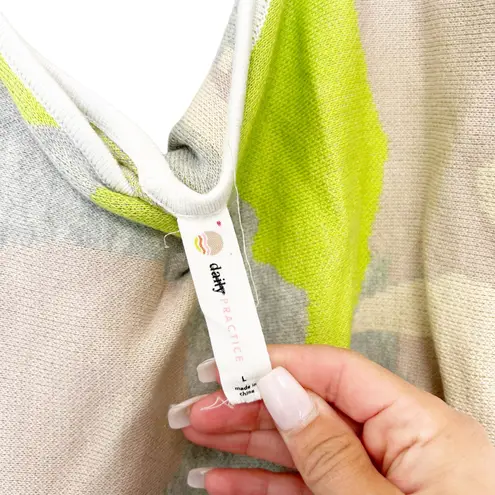 Anthropologie Daily Practice Lime Green Camo Sweater Sz L Size L