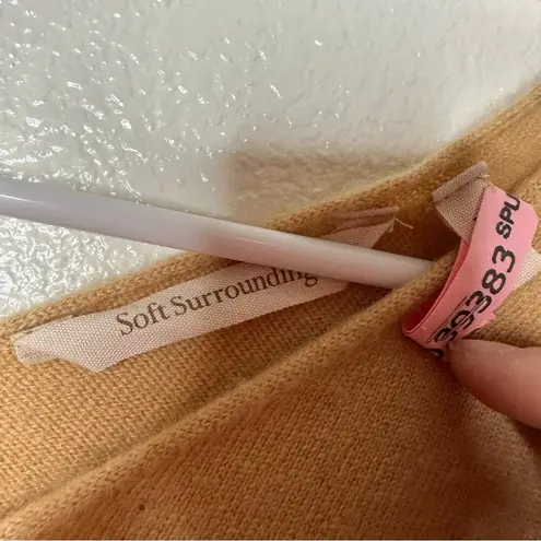 Soft Surroundings  Etta 100% Cashmere V-Neck Ribbed Sleeve Sweater Medium