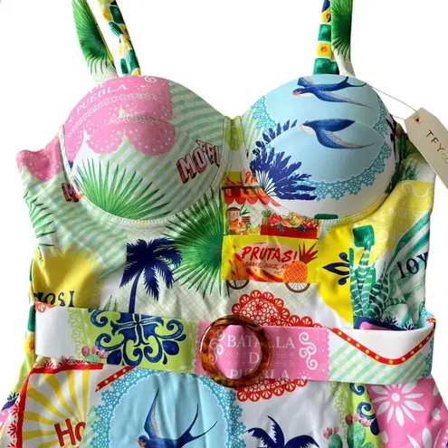 NEW Sunset Bloom Vibrant Vibes Swimwear Resort Sz L Vacation Tequila Yellow Size L