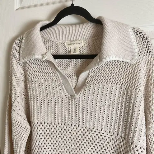 Happily Grey Woman’s Cream Knit Sweater V