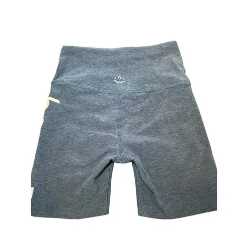 Beyond Yoga X Barre Women Size Small High Waisted 5" Biker Shorts Blue Spacedye