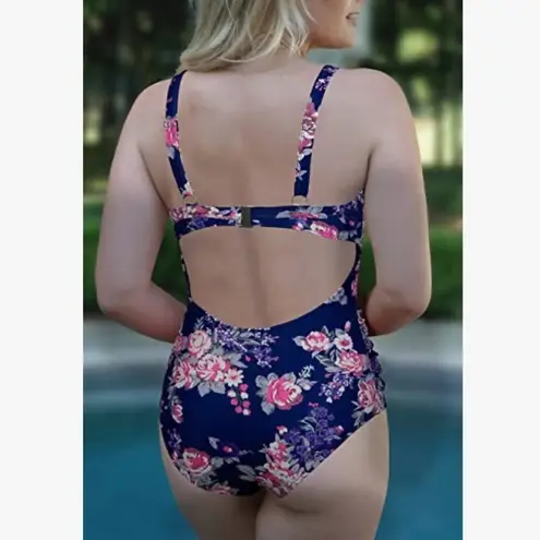 Floral Monokini Swimsuit Adjustable Wide Spaghetti Straps Cut