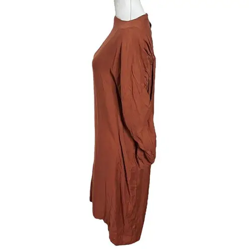 Black Crane Elastic Yoke Midi Dress Size XS Brick Linen Sheath FLAWED Brown - Image 5