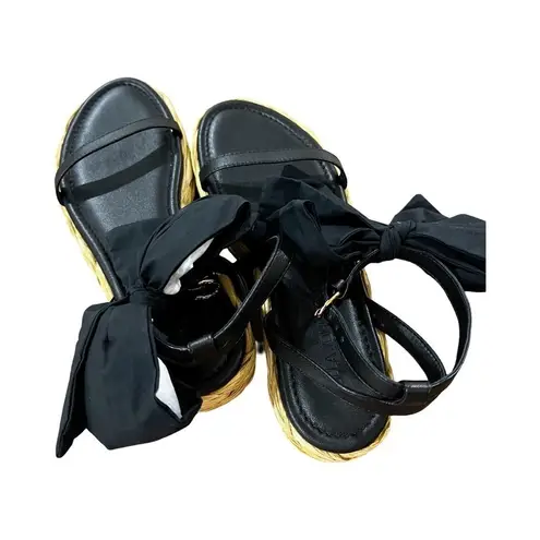 Ulla Johnson NWT Clara Bow Black Leather Espadrille Sandals Sz 39