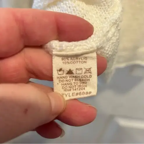 Hem & Thread White Hooded Sweater with Black Star Sleeves size Medium