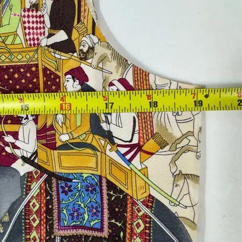 Vintage Emanuel Ungaro 100% Silk Vest Indian Elephant Motif Women's 8 Buttons Black