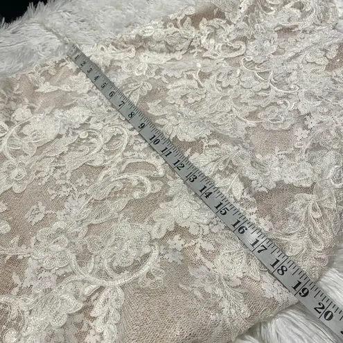 Sottero & Midgley Chauncey Lace Long Sleeve Train Wedding Gown in Ivory Blush Pink Size 8