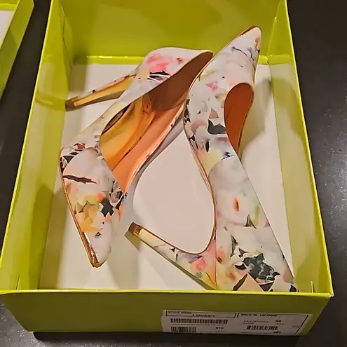 💕TED BAKER💕 Luceey Satin Pumps ~ Watercolor Abstract Floral Print 41 Pink Size 10