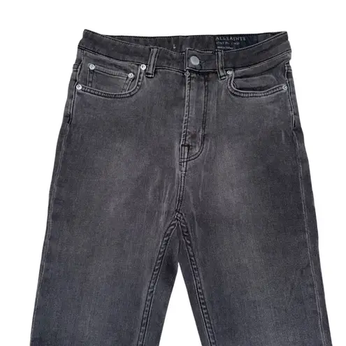 ALLSAINTS Stilt Fit Black Denim Jeans W27 Distressed Raw Hem Gray Size 27