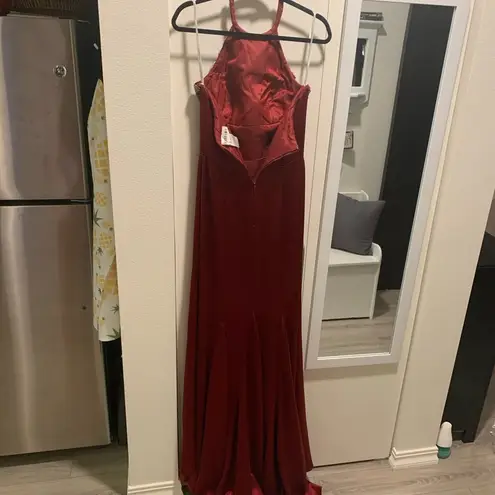 Sherri Hill Burgundy Red  Rhinestone Satin Pageant Dress Size 6