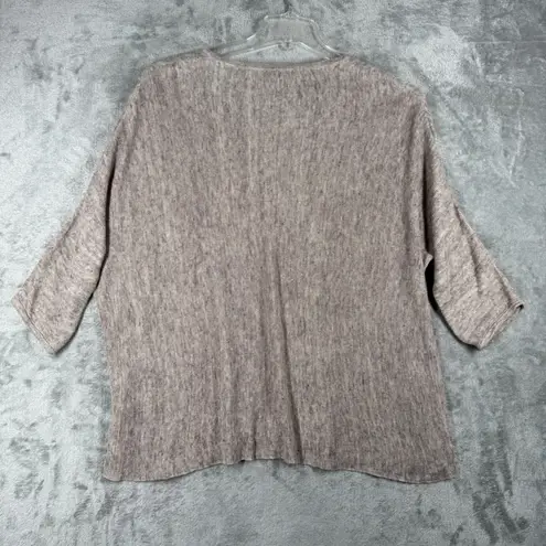 Eileen Fisher  Sweater V-Neck Top Linen Boxy Knit Relaxed Fit Casual Brown Size M
