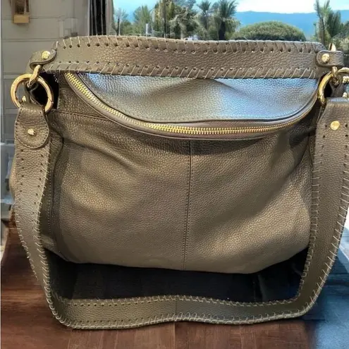 Onna Ehrlich Women's Gray Leather Tassel Hobo Bag