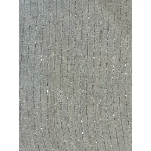 Sheer Cream Scarf with Raw Edge Hem and Silver Threads