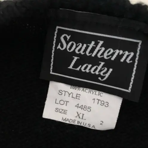 SOUTHERN LADY Black Winter Theme Button Up Sweater Vest Snowflakes XL Vintage
