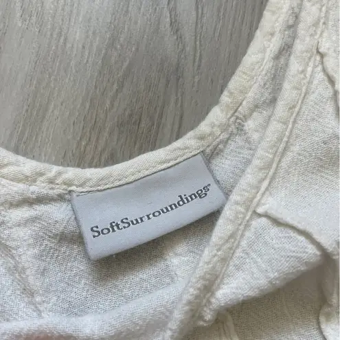 Soft Surroundings Textured Lightweight Long Sleeve Tunic White (Large)