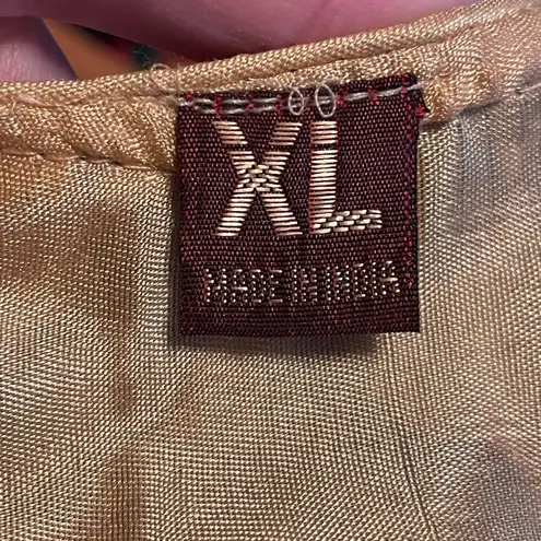 Indian Dress Rhinestones Floral Size XL Green Ruched Top Maxi Floral Embellished