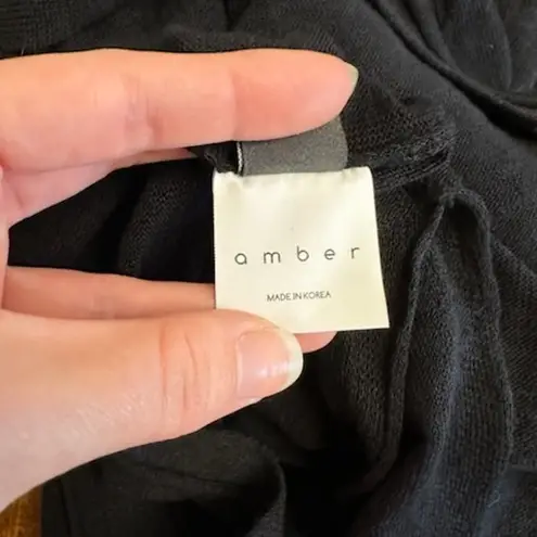 Amber Cashmere Black Longline Cardigan Sweater Coatigan Small Korea Minimalist