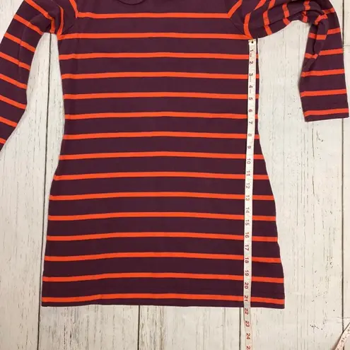 Boden USA Boden Orange Maroon Striped T Shirt Dress Peter Pan Collar Size 12Petite 