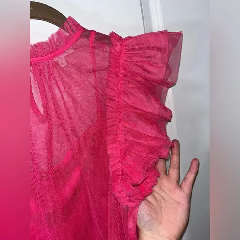 Flying Tomato  Layered Mesh Babydoll Ruffle Statement Tulle Sleeves Size Small