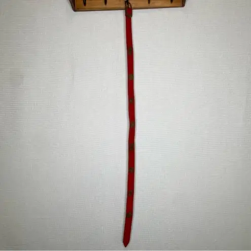 Red Leather Vintage Brass Detail Belt