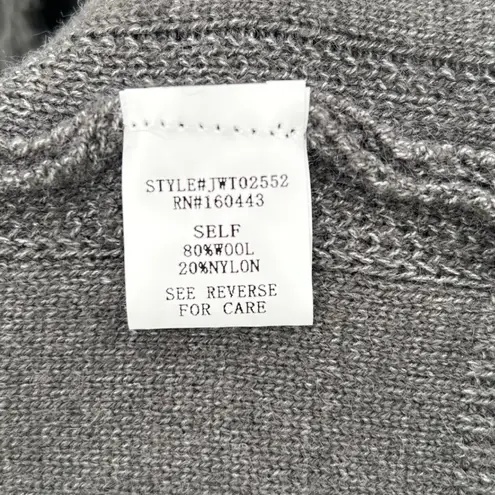 Women's Charcoal Green Boho Grunge Fringe Detail Wool Blend Sweater Size Large Gray