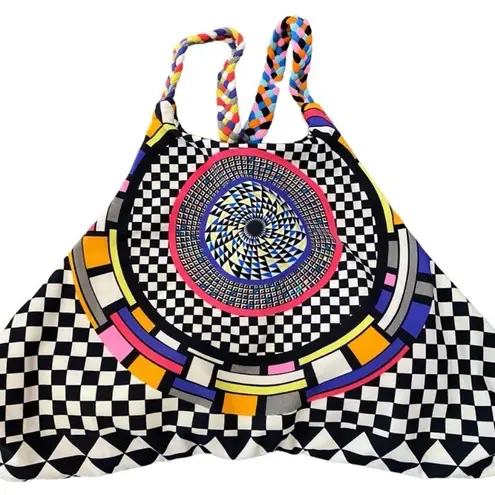 Red Carter Cali' Bikini Set Halter Bikini Top & Full Cut Bottom Check Print