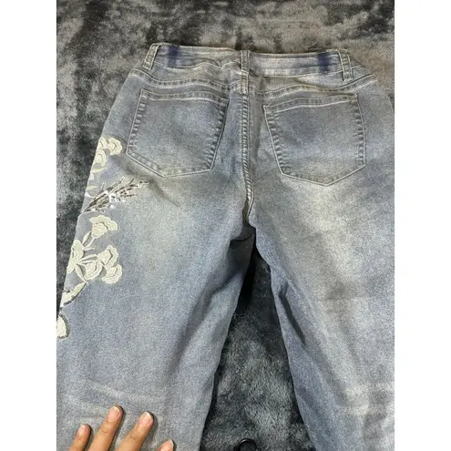 AZI Embroidered Beaded Boot Cut Blue Jeans Size 8