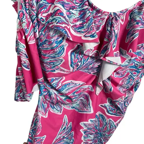 Marilyn Monroe NWT Ruffle Botanical One Piece Swim Suit in Pink/Blue Size 1X