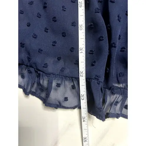 Crystal Doll Clip Dot Mini Dress with Ruffles and Long Sleeves Sheer Polka Dot