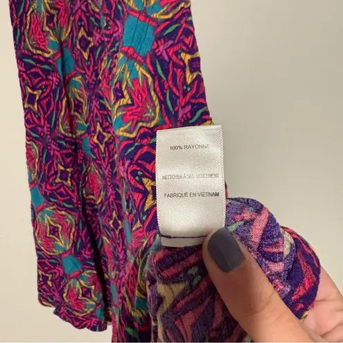 Astr the Label boho geometric Racerback trapeze handkerchief hem dress pink blue Size XS