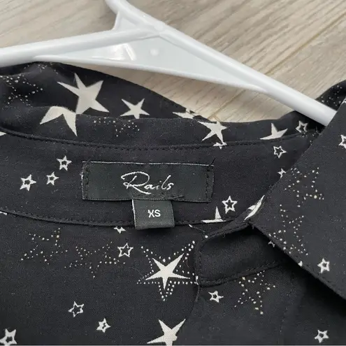 Rails Noemi Black Galaxy Star Print Long Sleeve Button Up Blouse Black (XSmall)