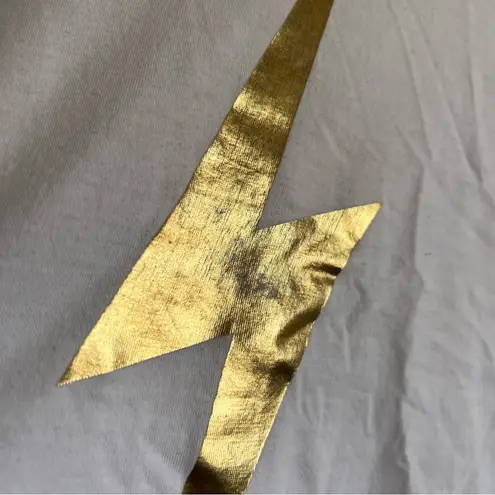 Aviator Nation Women’s White Soft Gold Lightning Bolt T Shirt Size XS