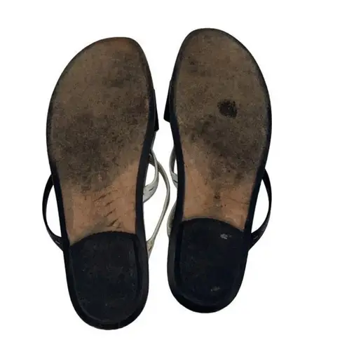 Henry Beguilin Womens Classic Slip On Flat Strappy Sandal Black White Size 38