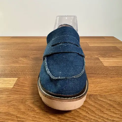 Blondo Penny Slip-On Loafer Denim Waterproof Women's 7.5 Blue Raw Seam