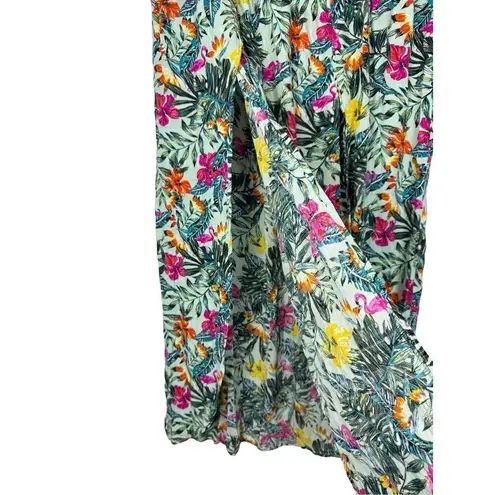 Cacique Swim by  Tropical Flamingo Midi Skirt 18/20 Multicolor Floral Side Slits