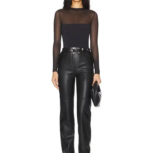 SER.O.YA Brandi Bodysuit in Black Large New Womens Long Sleeve Mesh Top