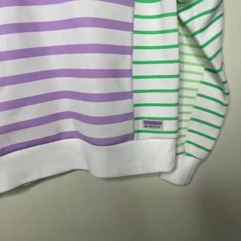 Scotch & Soda Striped Relaxed-Fit Half-Zip Sweater in purple green XS