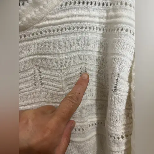 Anthropologie Moth Ivory Acrylic Eyelet Lace Crewneck Sweater Small White