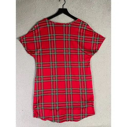 Joyspun Women's Red Plaid Snuggle Nightgown Pajama Shirt Size Small Soft Lounge Size M