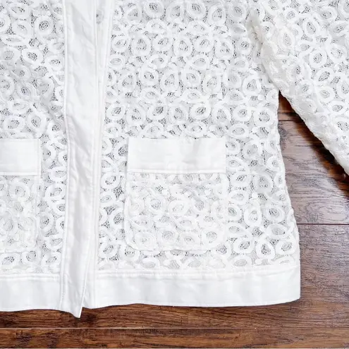 Yansi Fugel • lace dress & jacket set sleeveless shift snap front cotton cream Size L