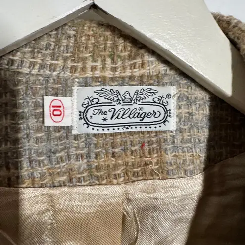 The Villager Suite Women 10 Tan Woven Plaid Jacket And Knee Skirt Vintage Career