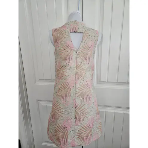 FRNCH Paris Shift Dress Size S Orange Pink Purple Tweed Cotton Lined Cutout Back