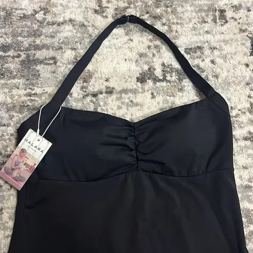 Halara Softlyzero Plush Halter Ruched Backless Split Hem Mini Active Dress NWT