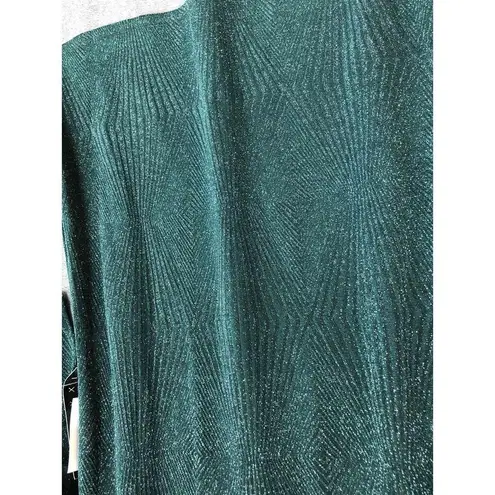 Trixxi  Green Glittery 3/4 Sleeve Wide Neckline A-Line Dress XXL