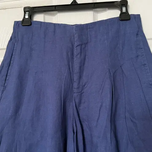 Lanthropy Culotte Linen Pant Deep Blue Lagenlook Size Small