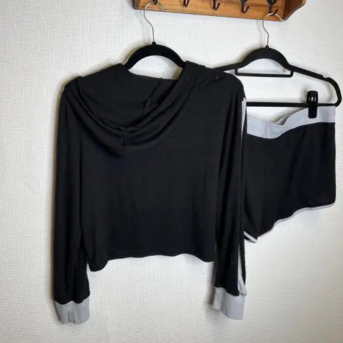 Champion  Womens Hoodie and Shorts Set Black Grey Athletic Lounge Wear Size L - Image 3