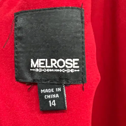 Melrose Cocktail Dress Womens 14 Red Black Sheer Contrast Lace Holiday Romantic