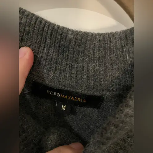 BCBGMAXAZRIA Wool Angora ButtonFront Peplum Cardigan Quiet Luxury Classic Chic M