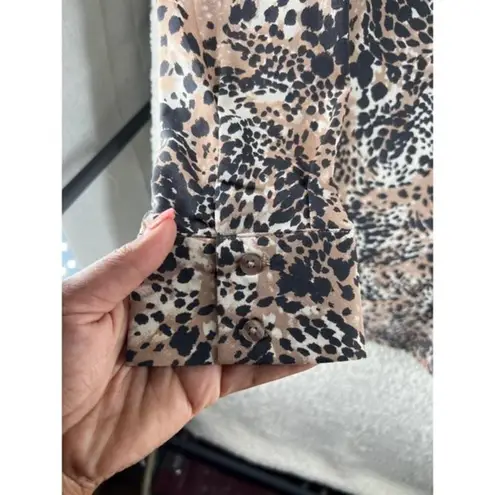 Ophelia Roe Womens Tops Size L Chiffon Animal Print Button Front Shirt